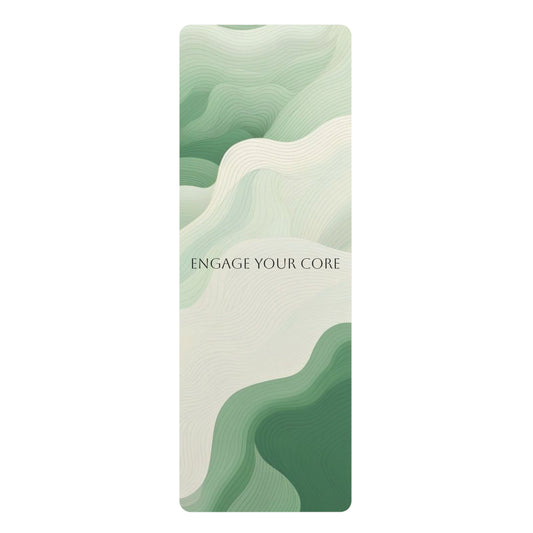 Yoga Mat — 'Engage Your Core' Green Abstract Rubber Mat