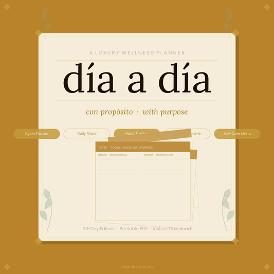 Día a Día · Con Propósito — 30-Day Luxury Wellness Planner (Digital Download)