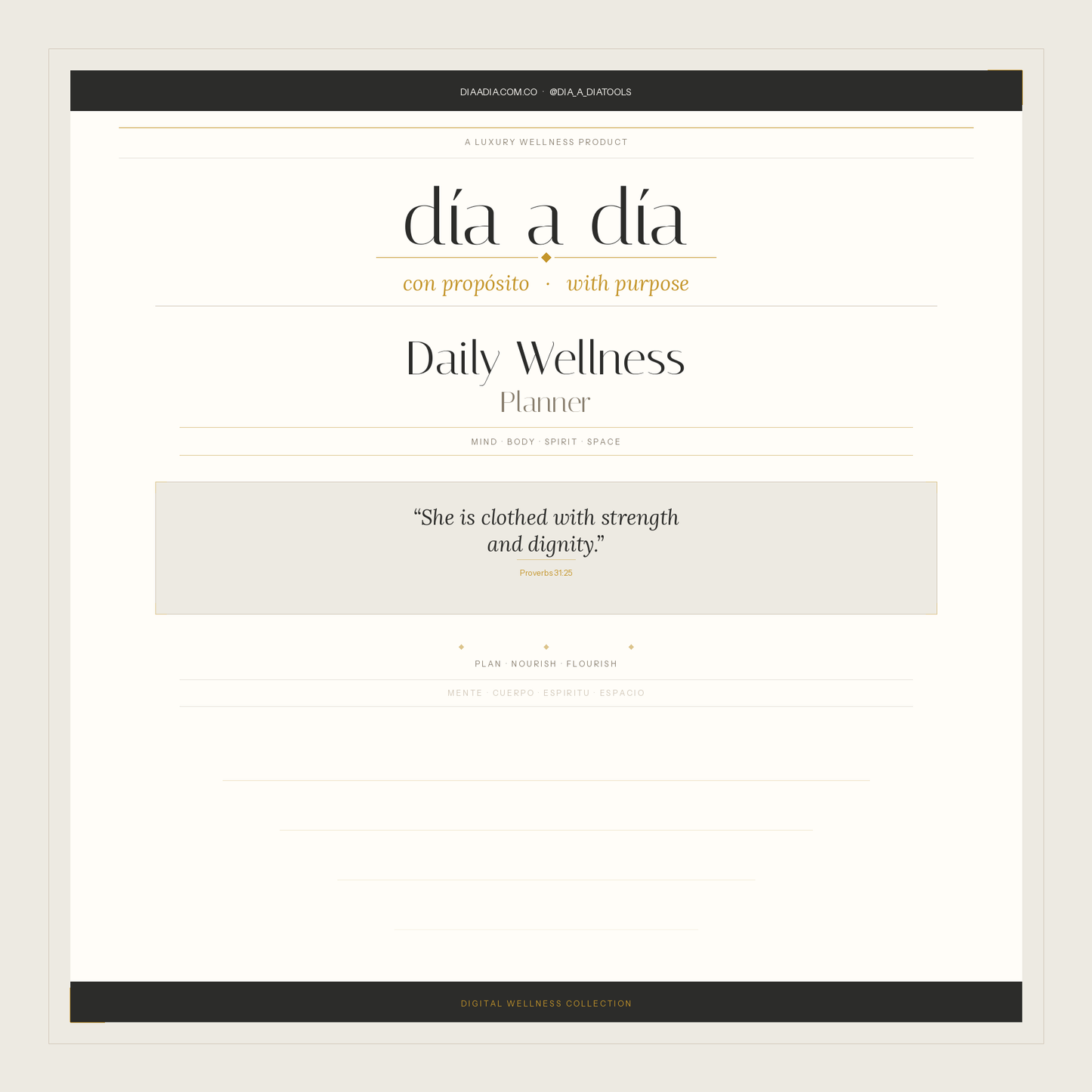 Día a Día · Con Propósito — Daily Wellness Planner (Interactive Digital Download)