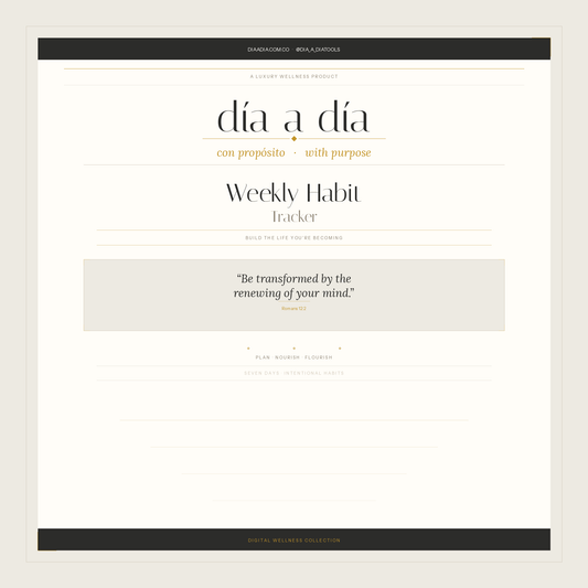 Día a Día · Con Propósito — Weekly Habit Tracker (Interactive Digital Download)
