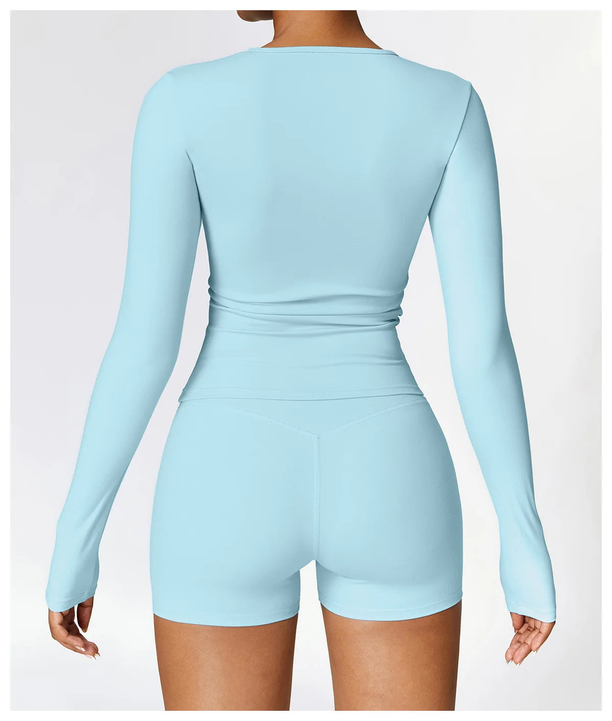 Seamless 2-Piece Workout Set — Long Sleeve Crop Top & High Waist Leggings