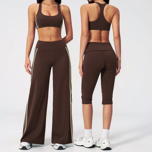 Yoga Set 2PCS Women's Tracksuit Workout Outfits Sportswear Gym Clothing High Waist Capri Pants Athletic Wear Fitness Sports Suit
