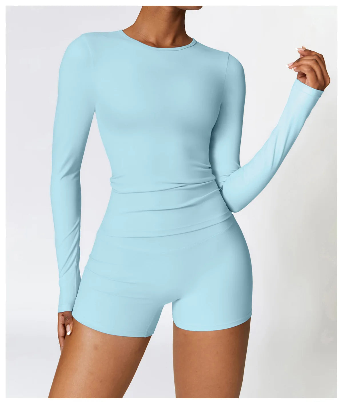 Seamless 2-Piece Workout Set — Long Sleeve Crop Top & High Waist Leggings