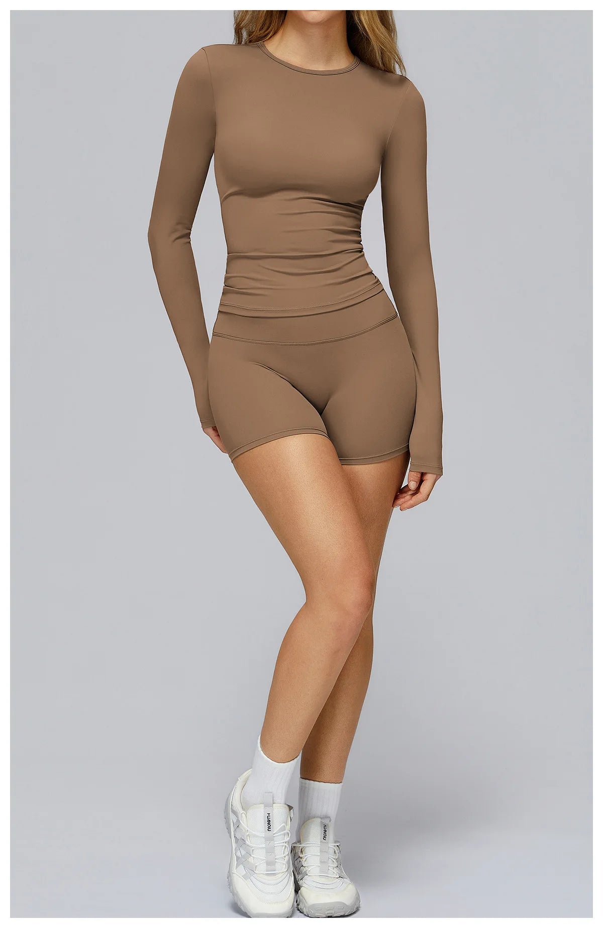 Seamless 2-Piece Workout Set — Long Sleeve Crop Top & High Waist Leggings