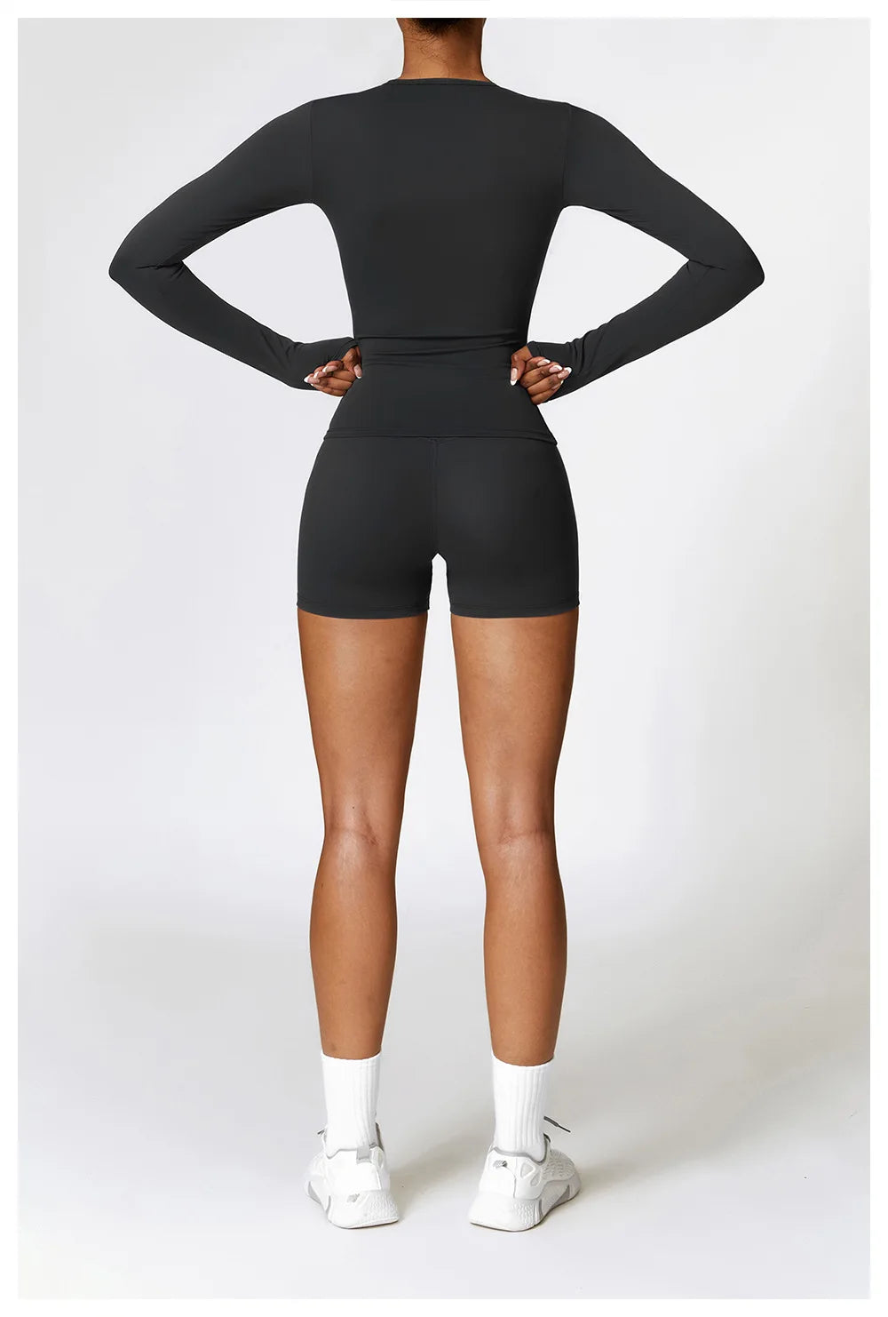 Seamless 2-Piece Workout Set — Long Sleeve Crop Top & High Waist Leggings
