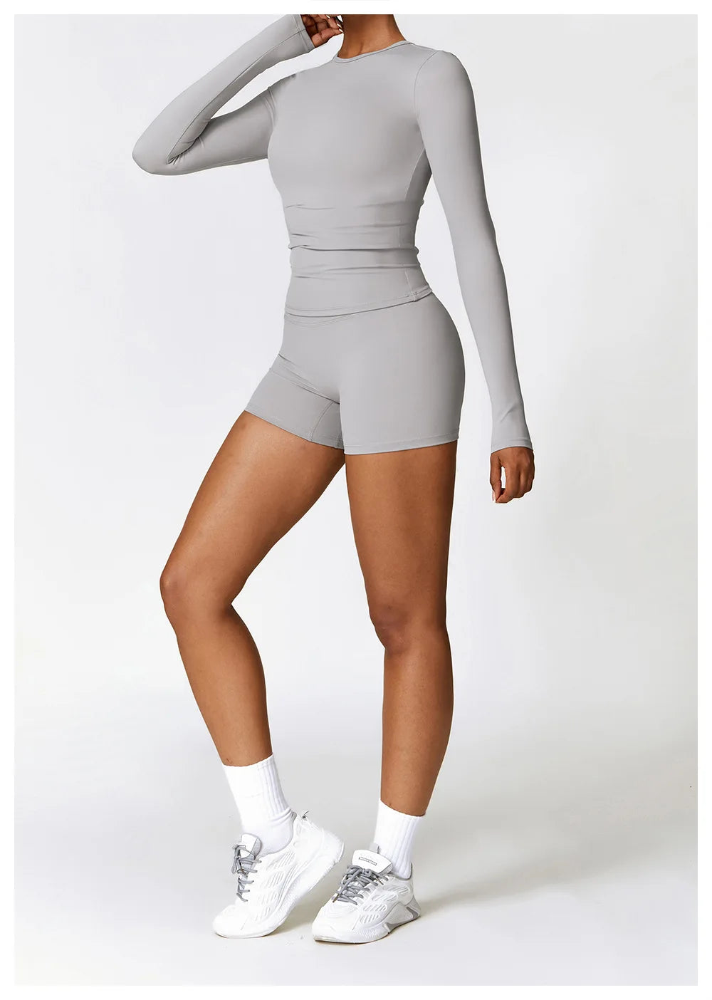 Seamless 2-Piece Workout Set — Long Sleeve Crop Top & High Waist Leggings