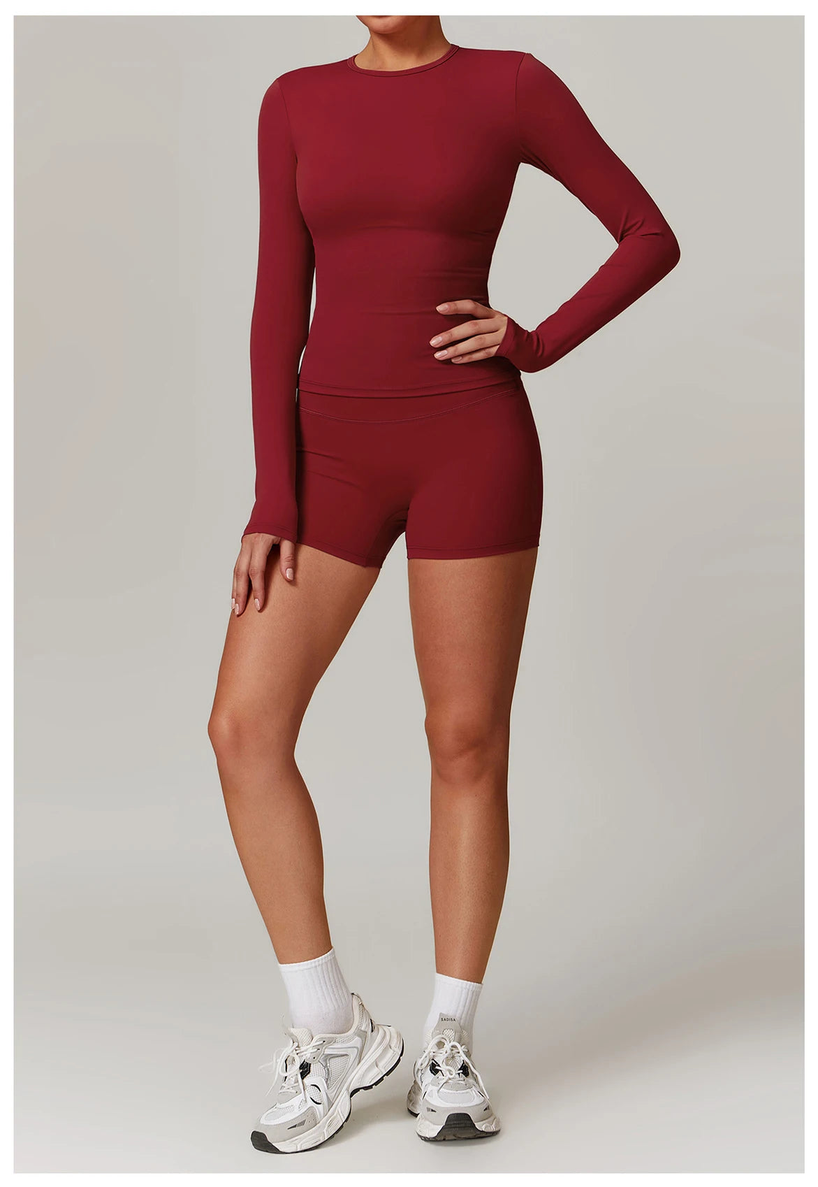 Seamless 2-Piece Workout Set — Long Sleeve Crop Top & High Waist Leggings