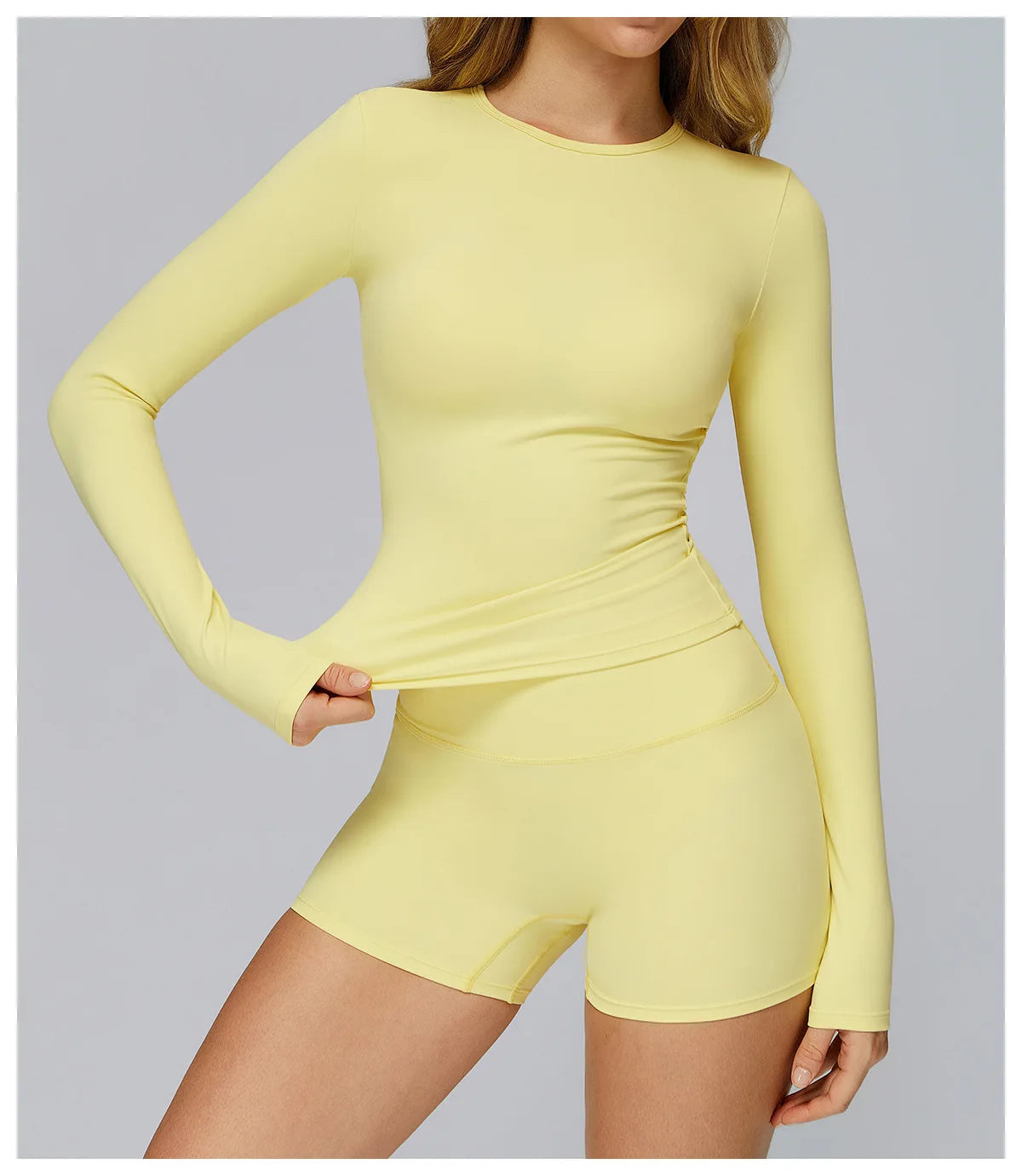 Seamless 2-Piece Workout Set — Long Sleeve Crop Top & High Waist Leggings