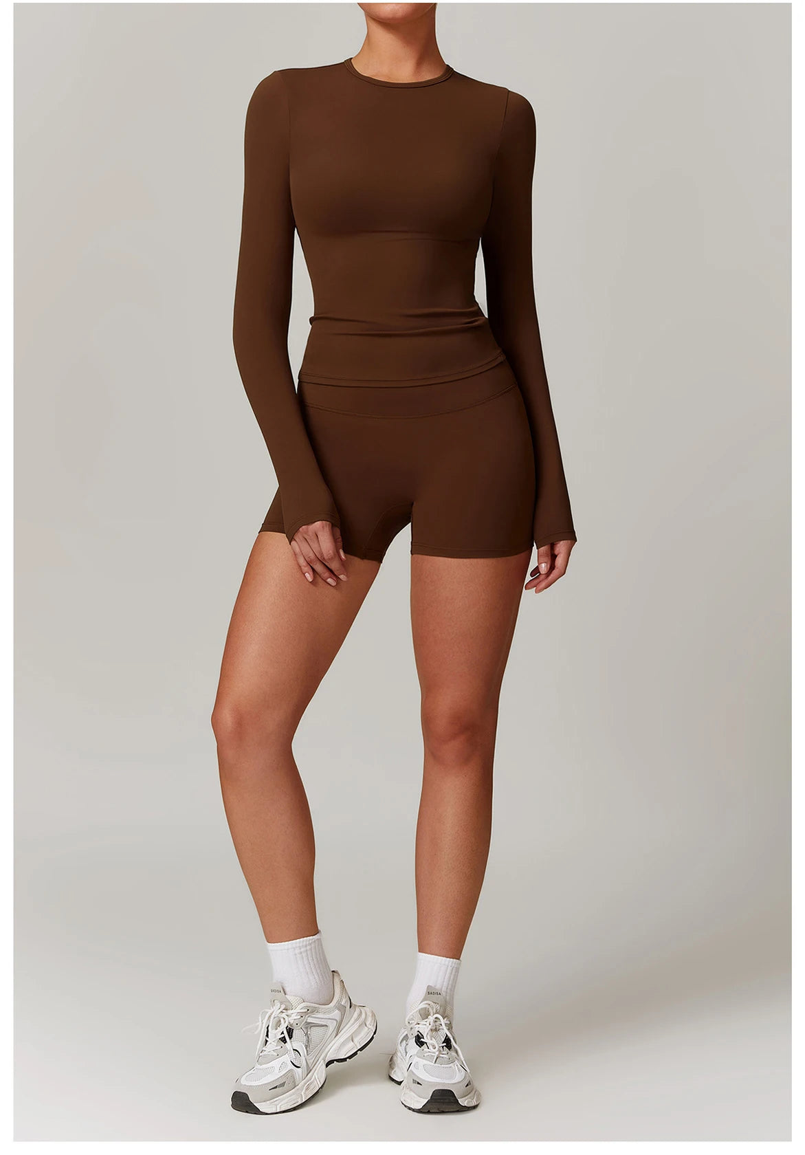 Seamless 2-Piece Workout Set — Long Sleeve Crop Top & High Waist Leggings