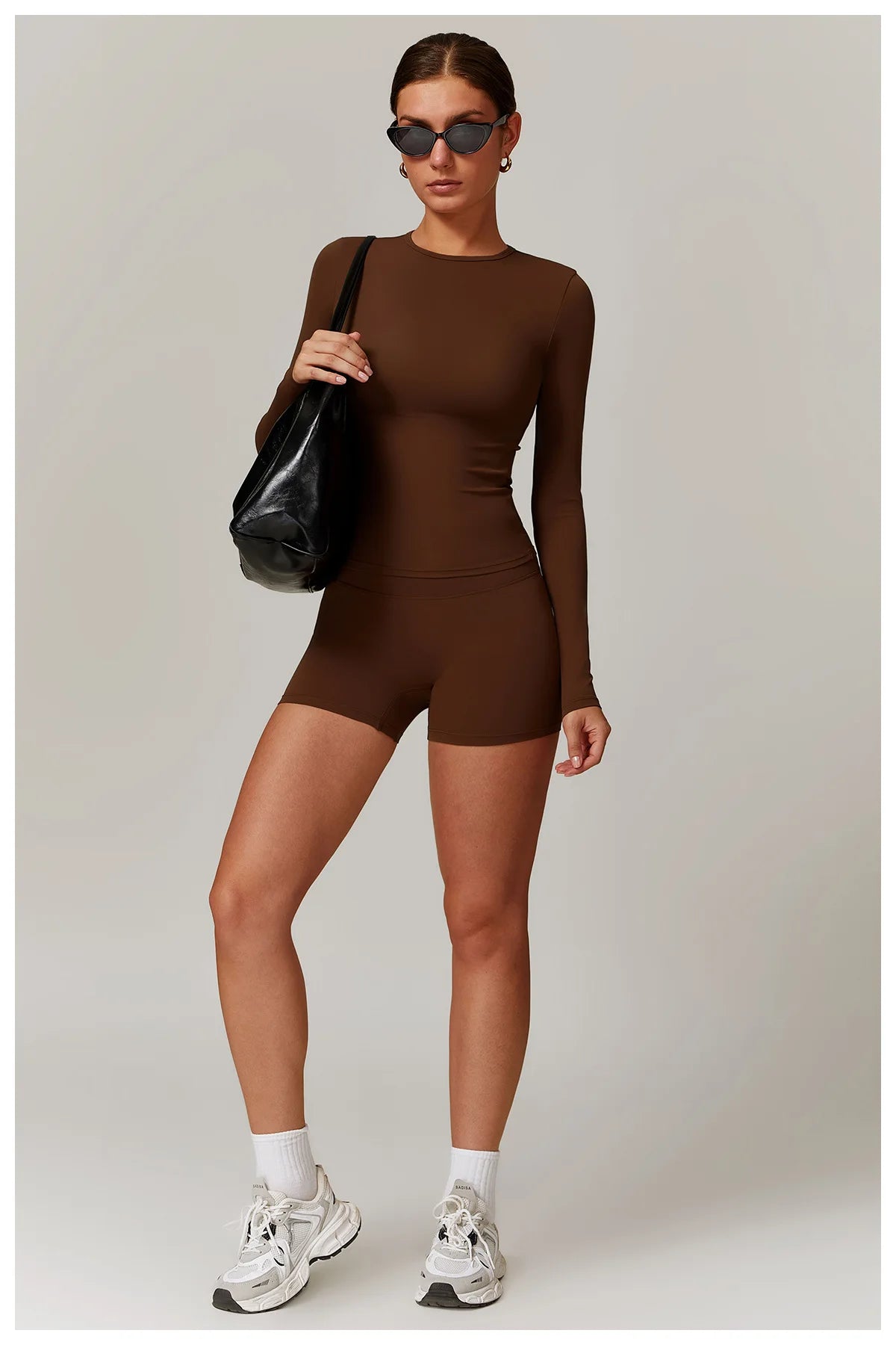 Seamless 2-Piece Workout Set — Long Sleeve Crop Top & High Waist Leggings