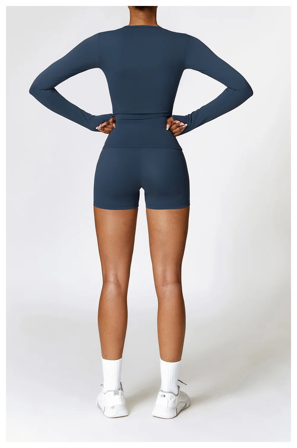 Seamless 2-Piece Workout Set — Long Sleeve Crop Top & High Waist Leggings
