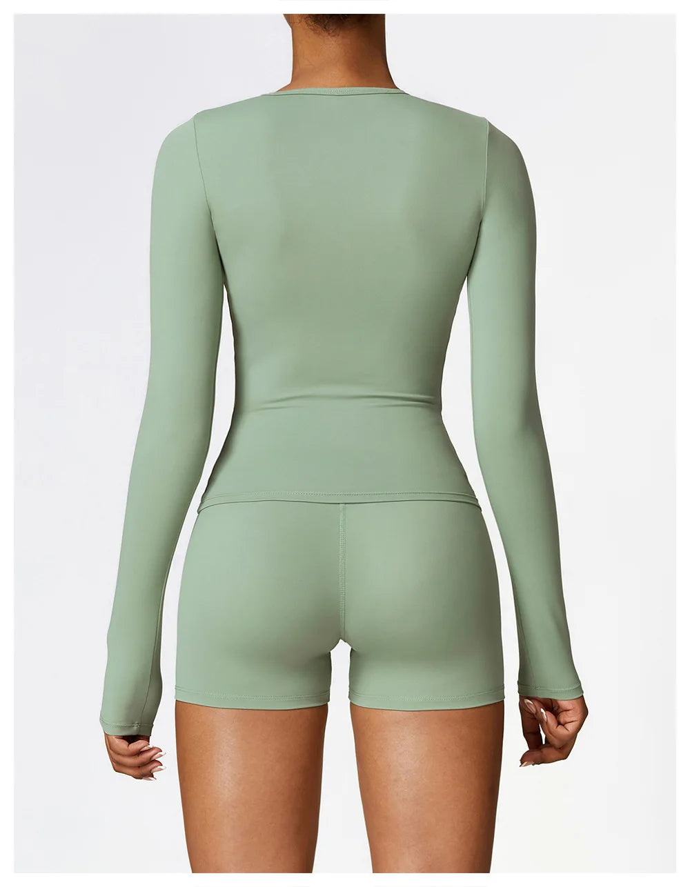 Seamless 2-Piece Workout Set — Long Sleeve Crop Top & High Waist Leggings
