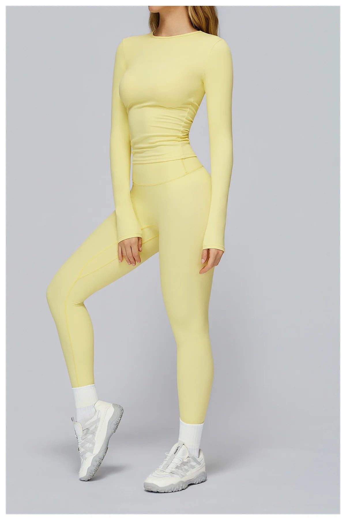 Seamless 2-Piece Workout Set — Long Sleeve Crop Top & High Waist Leggings