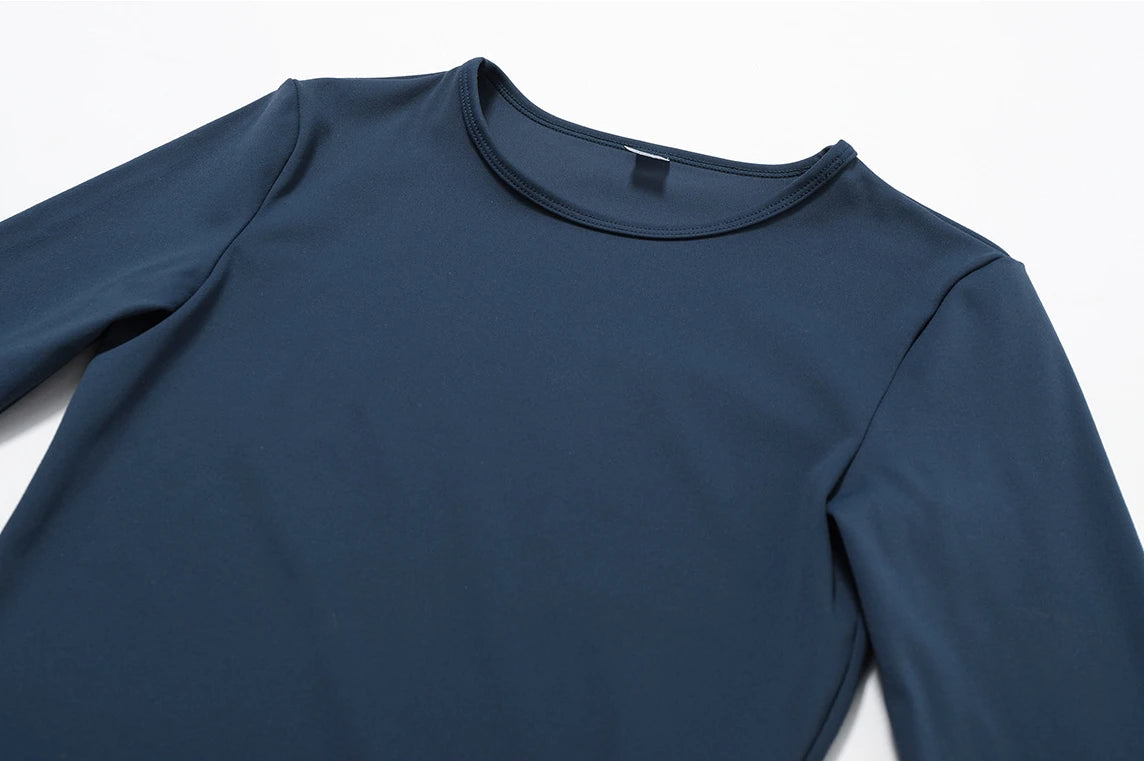 Seamless 2-Piece Workout Set — Long Sleeve Crop Top & High Waist Leggings