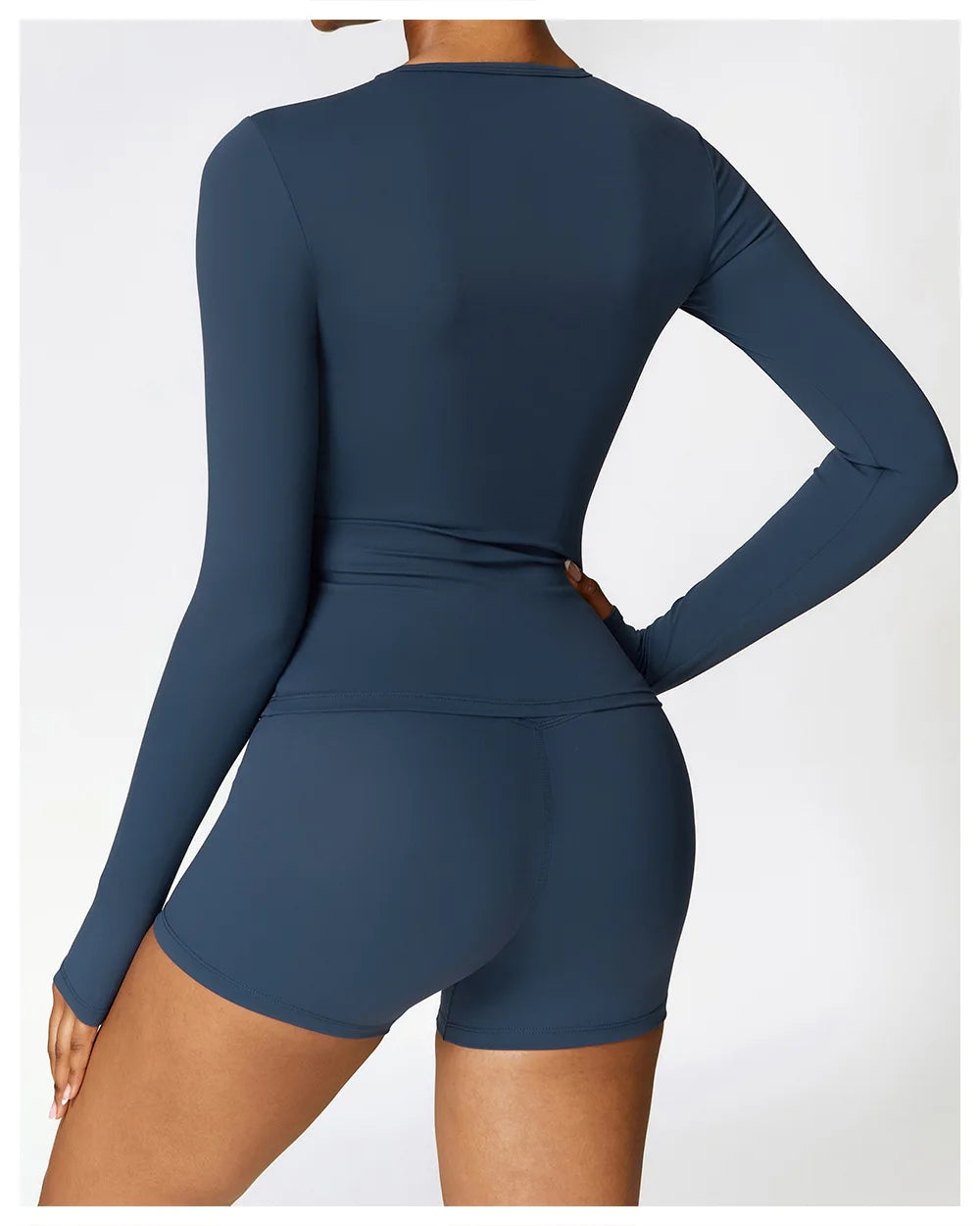 Seamless 2-Piece Workout Set — Long Sleeve Crop Top & High Waist Leggings