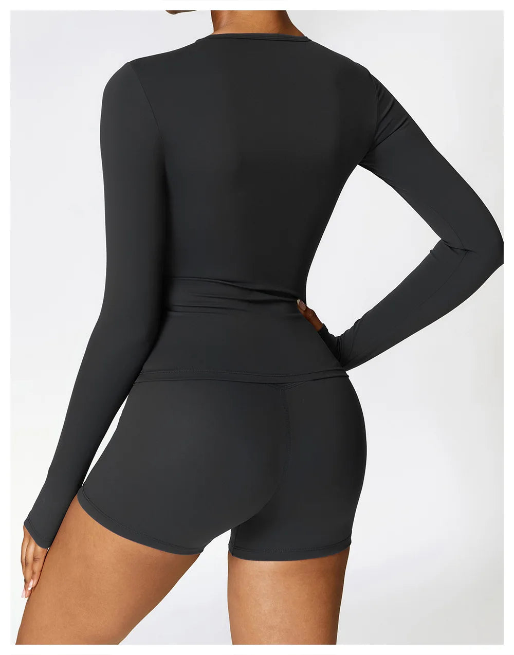 Seamless 2-Piece Workout Set — Long Sleeve Crop Top & High Waist Leggings