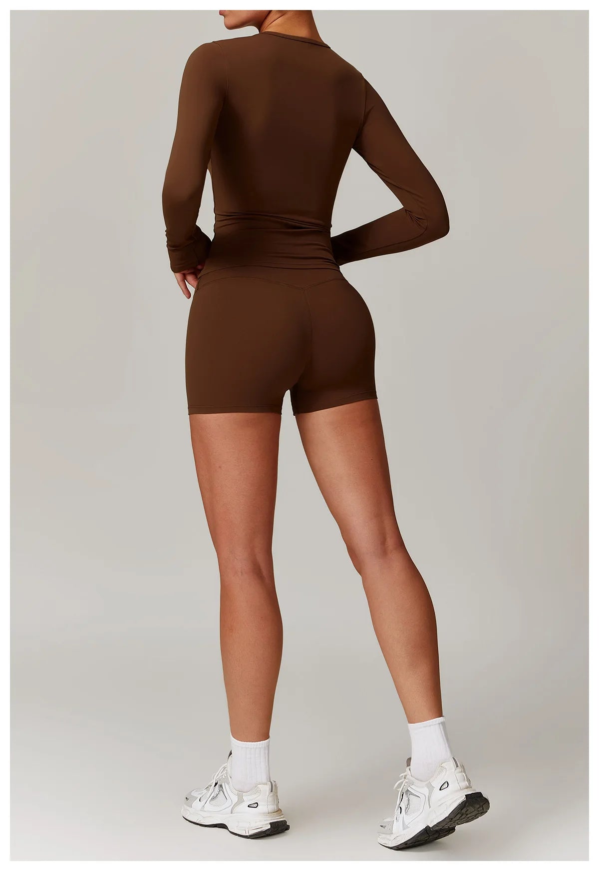 Seamless 2-Piece Workout Set — Long Sleeve Crop Top & High Waist Leggings